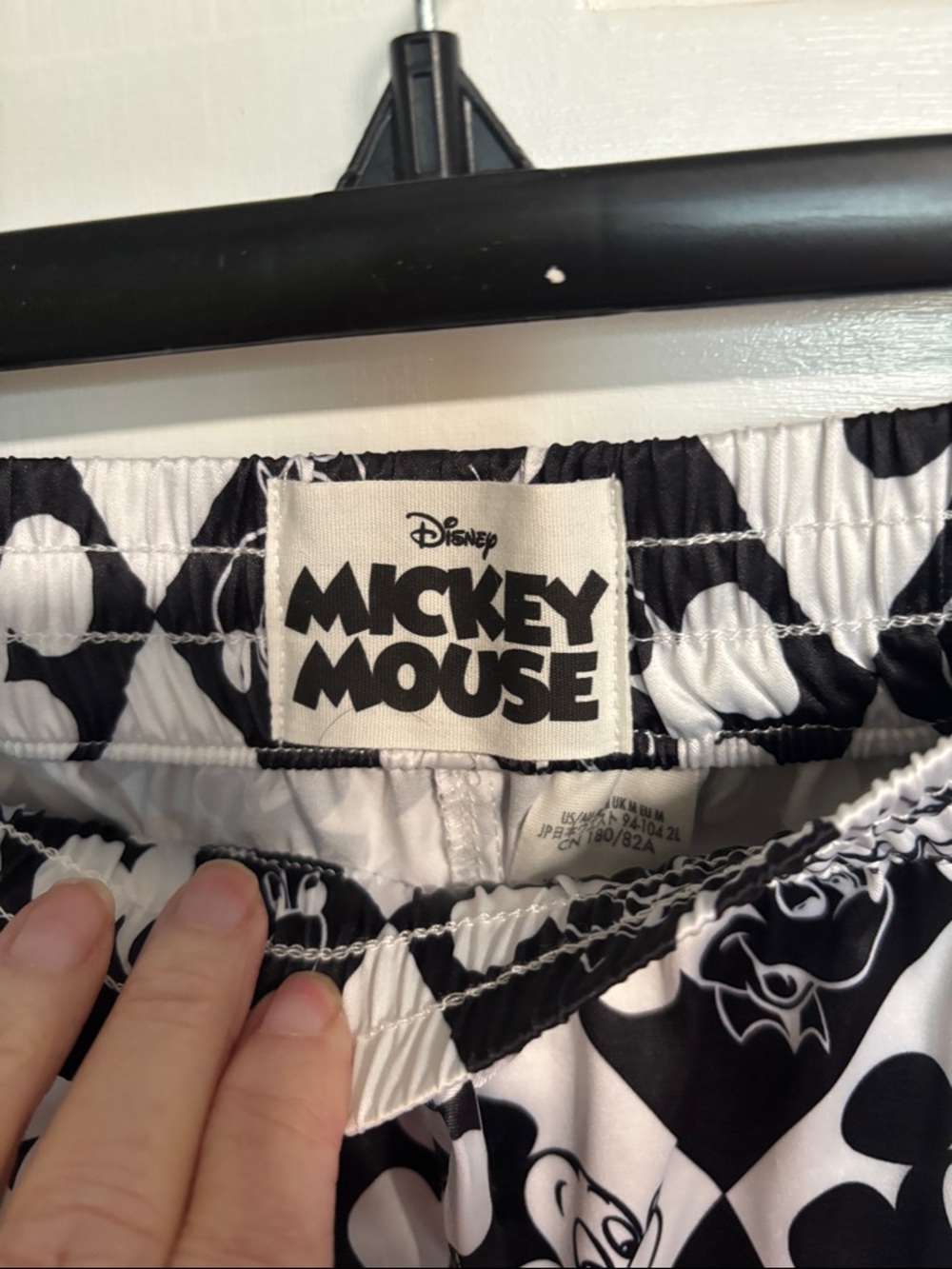 Disney Black & White Mickey Mouse Diamond Print Lounge Pants with Yellow Trim - Picture 4 of 8
